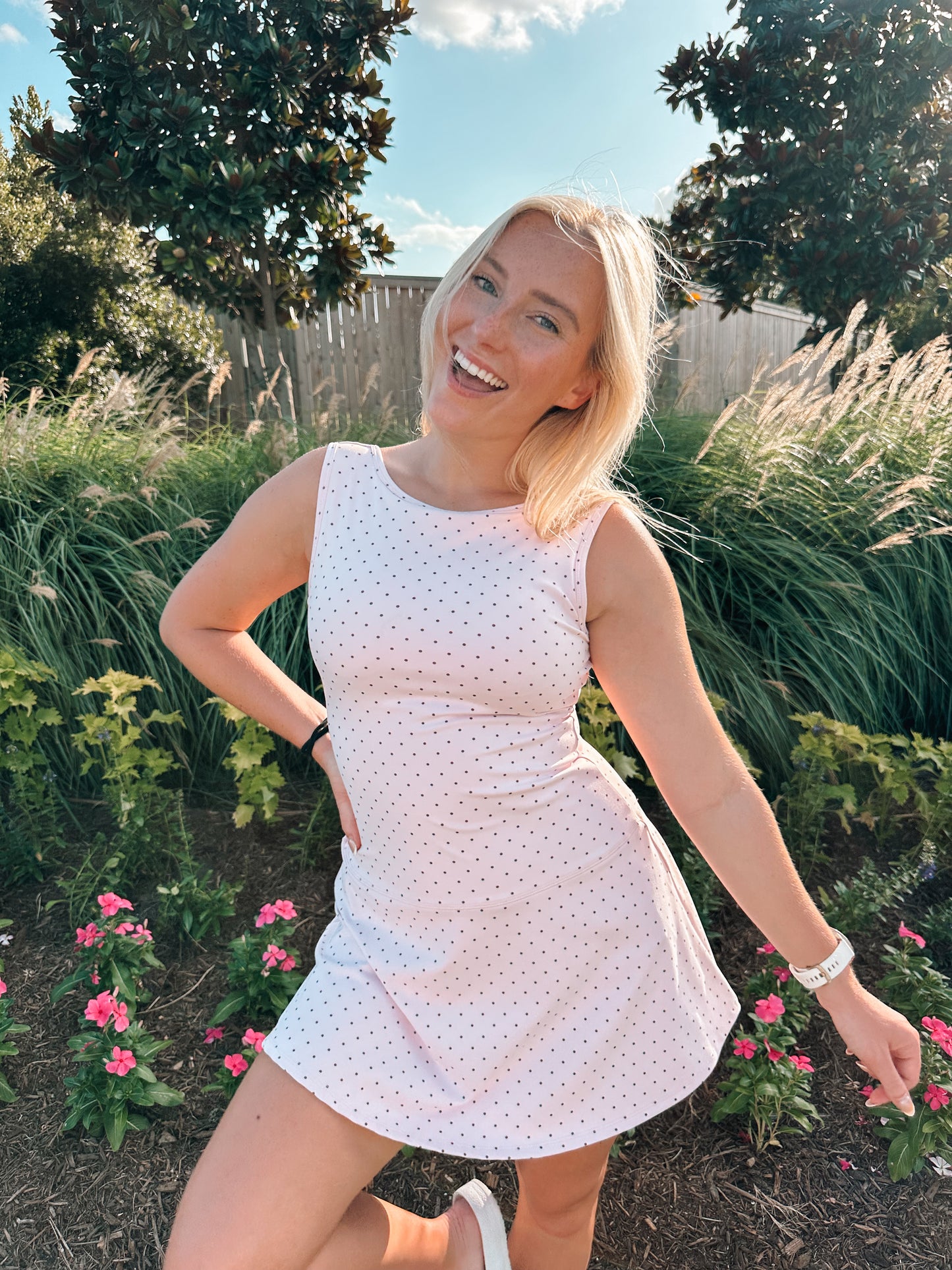 Pink polka dot athletic dress