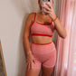 red gingham workout set