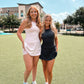 black polka dot athletic dress