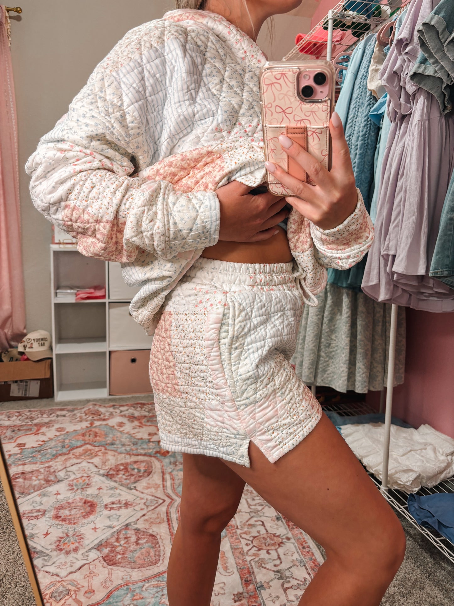 dahlia pastel quilted shorts