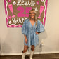 polka dot denim romper