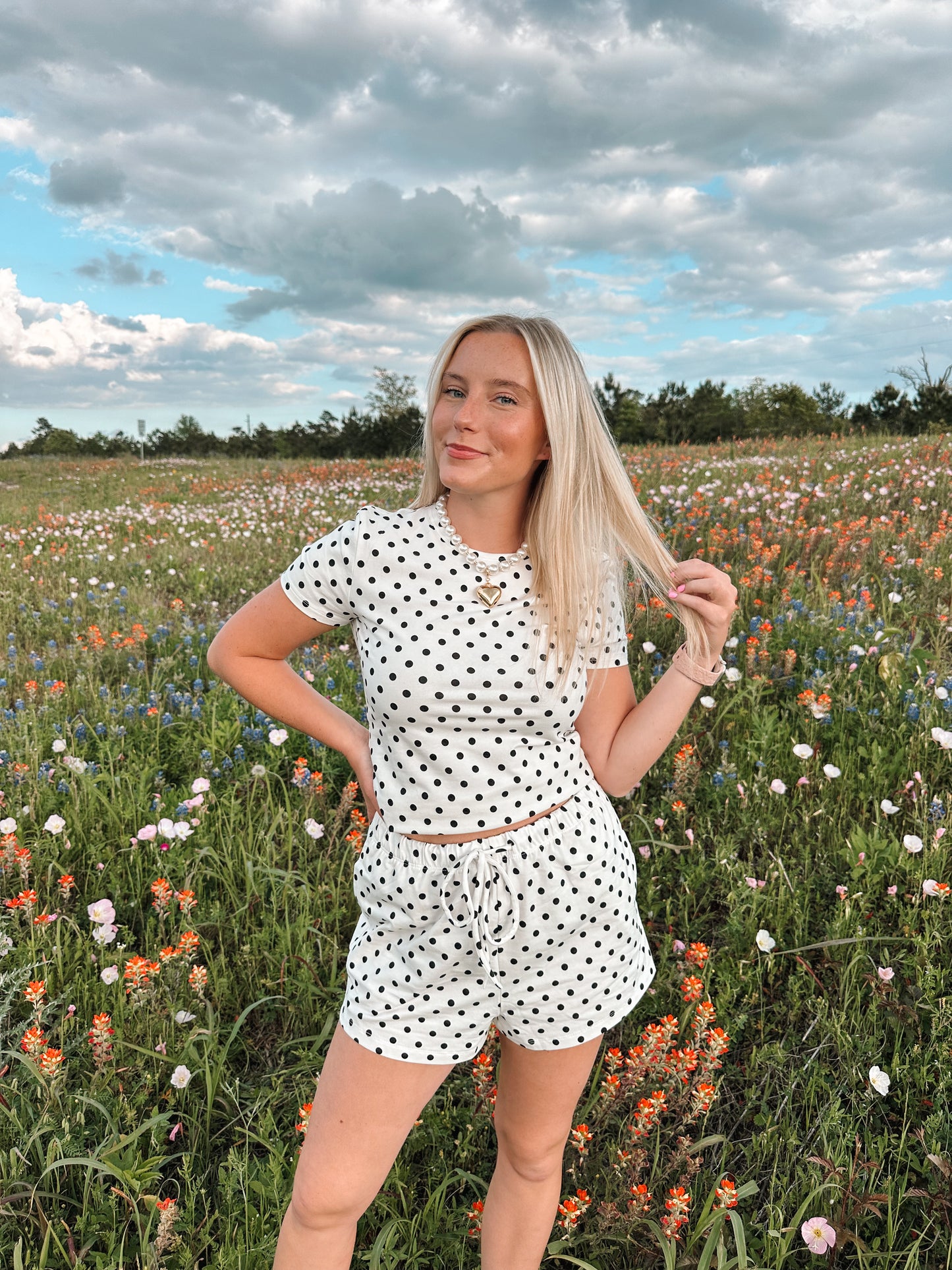 polka dotted matching set