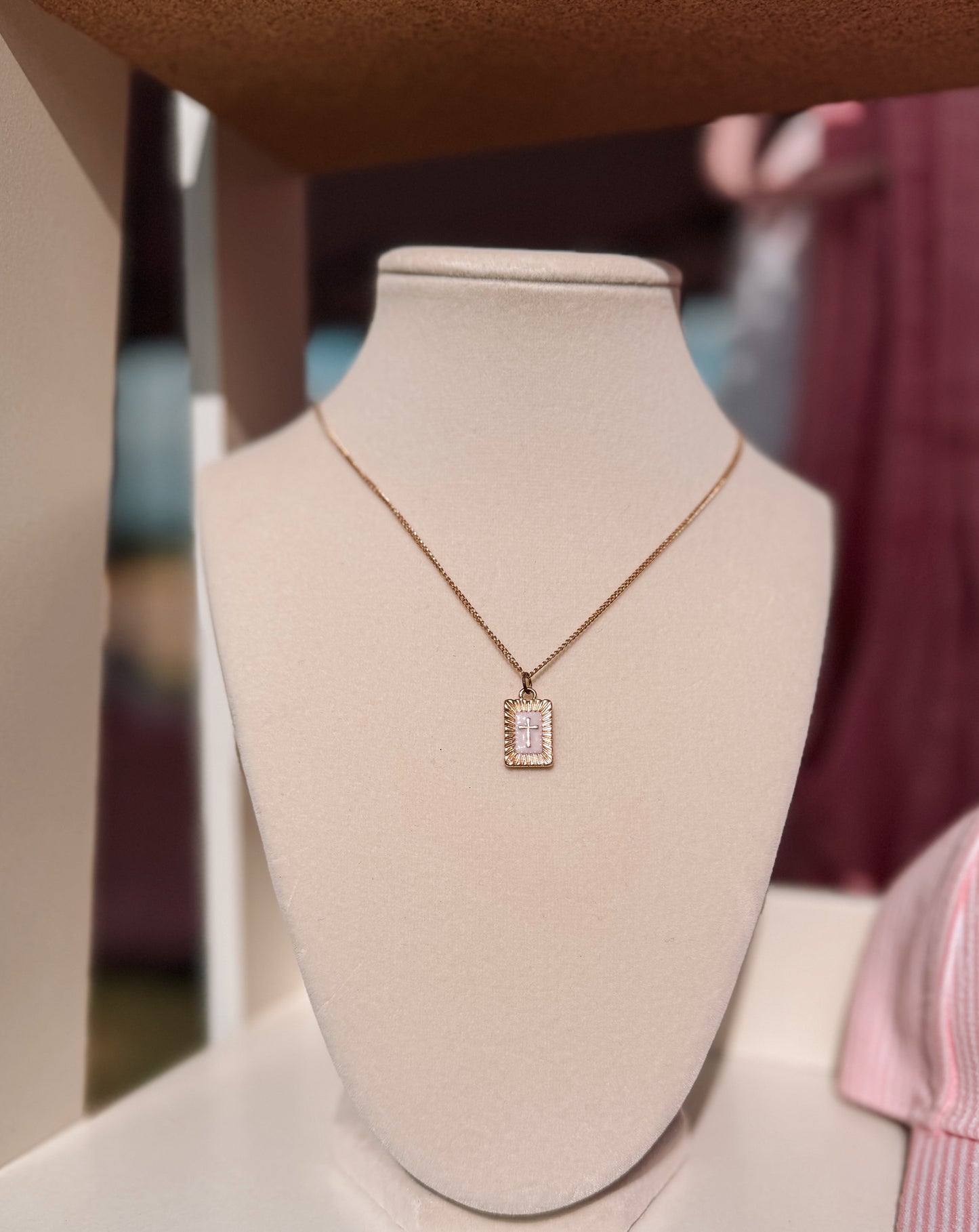 pink cross necklace