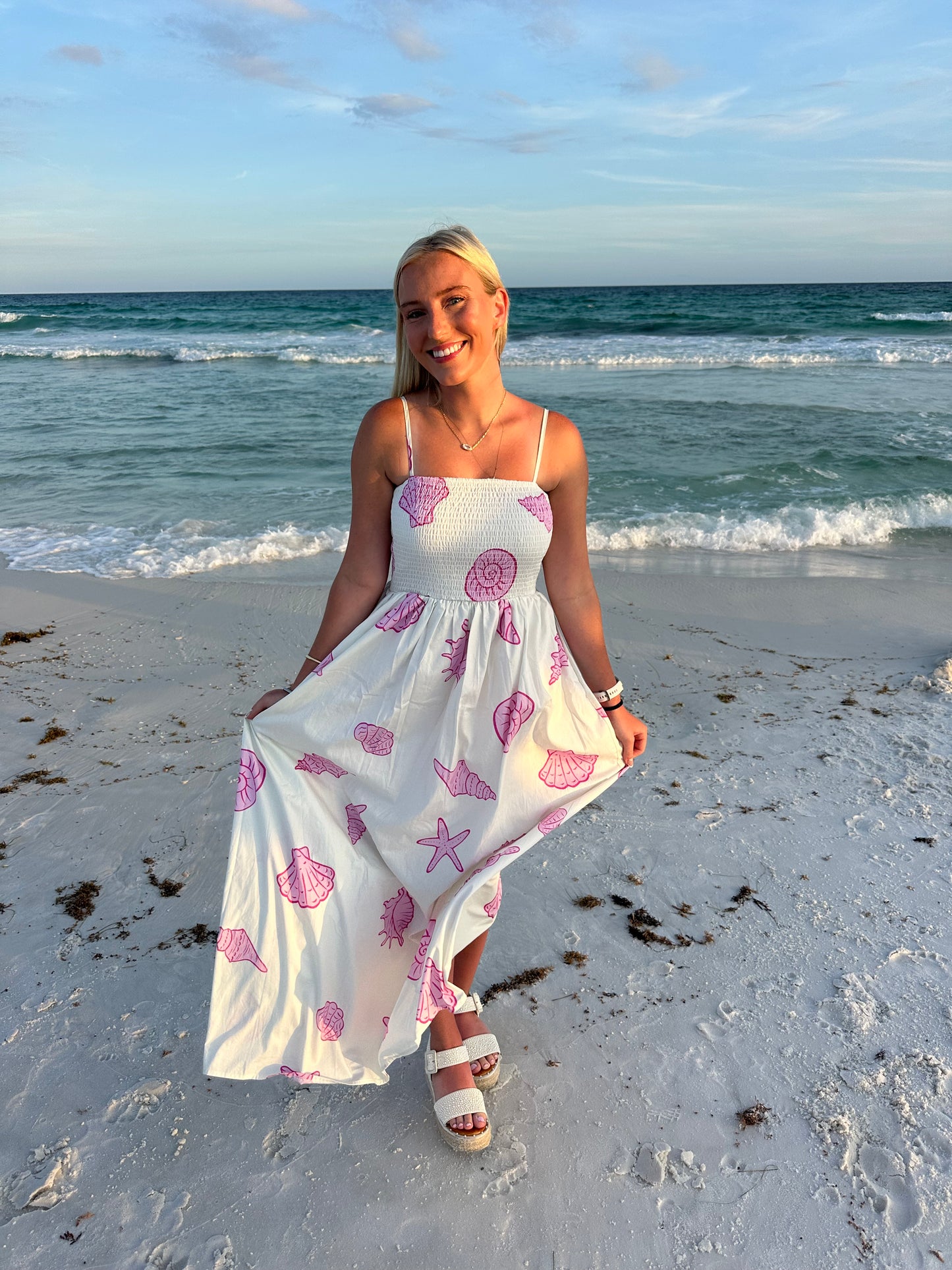 pink seashell dress