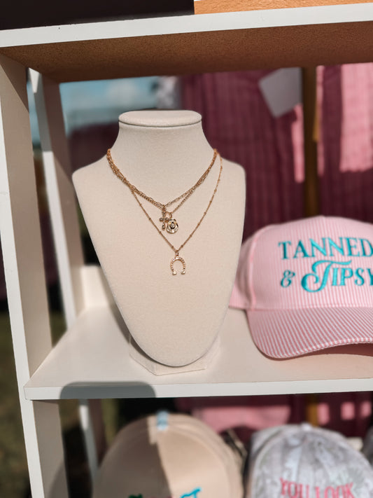 western charm necklace stack