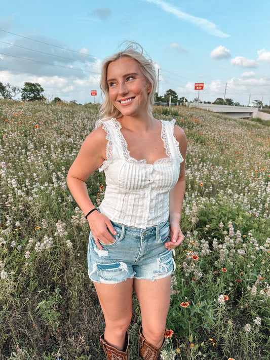 white lace tank