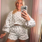 black and white polka dot set