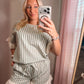 green eyelet striped set
