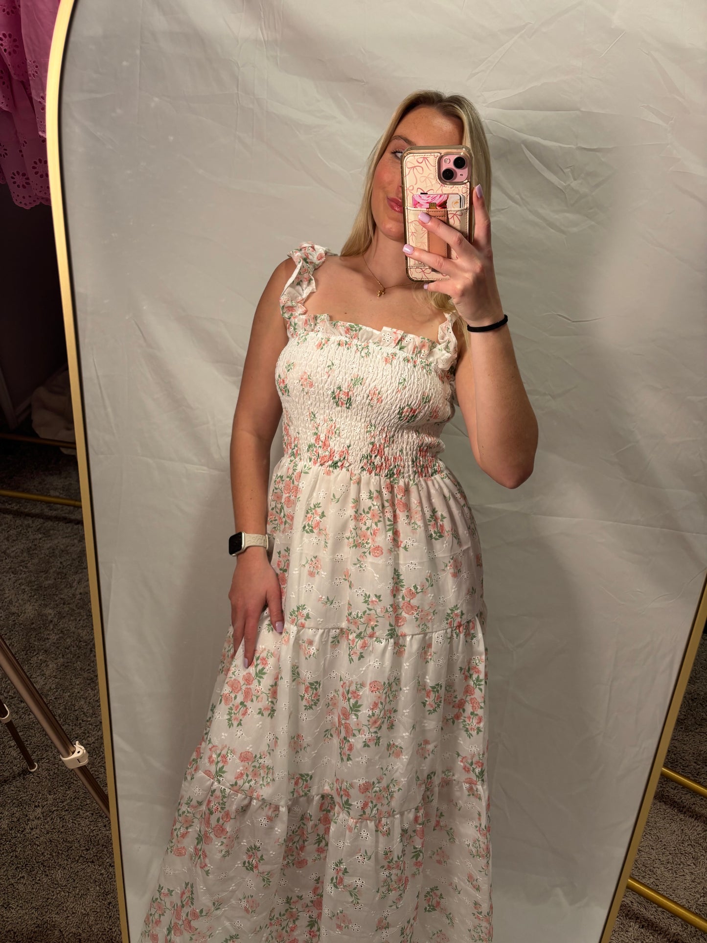 strawberry rose maxi dress