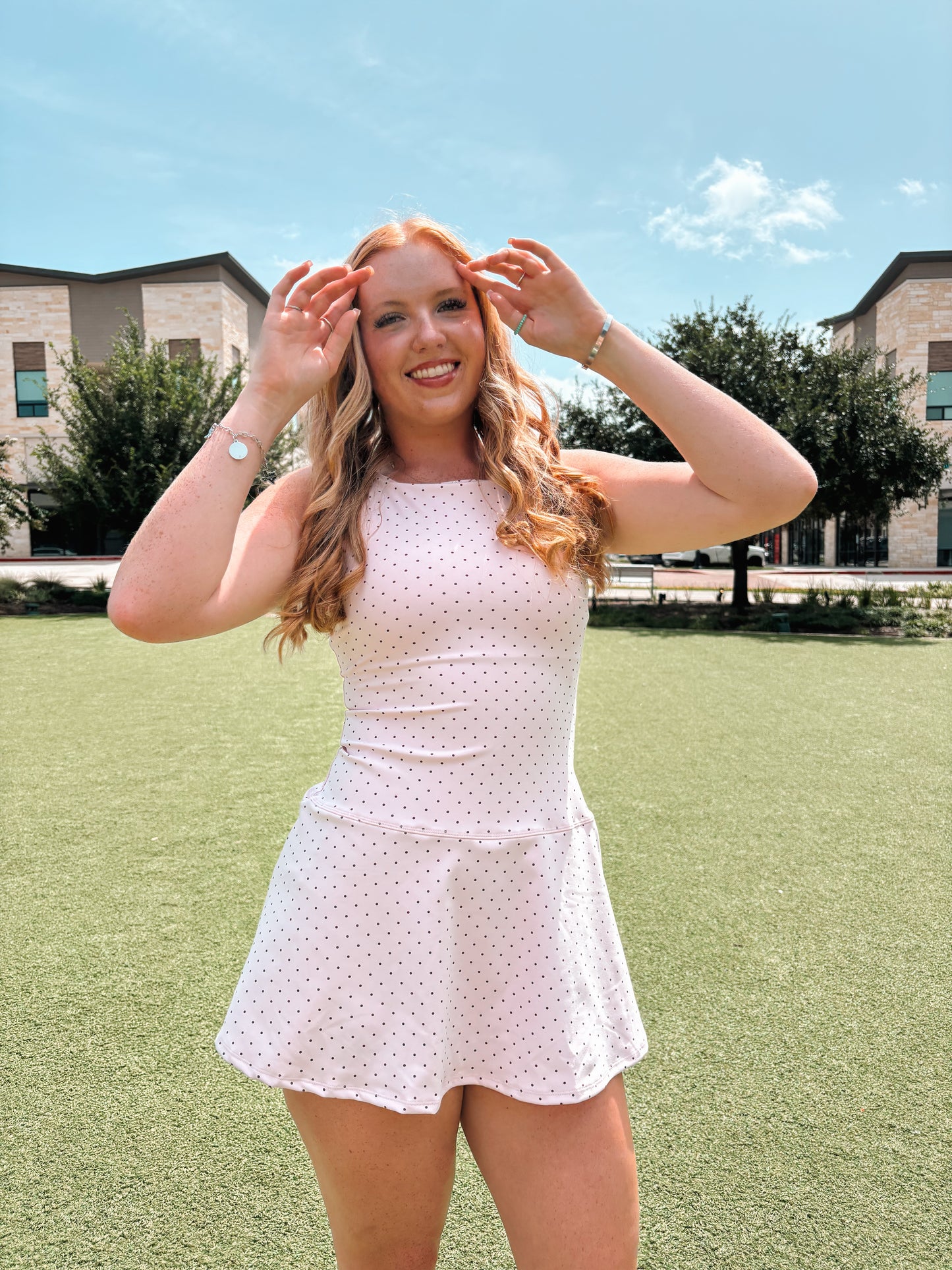 Pink polka dot athletic dress