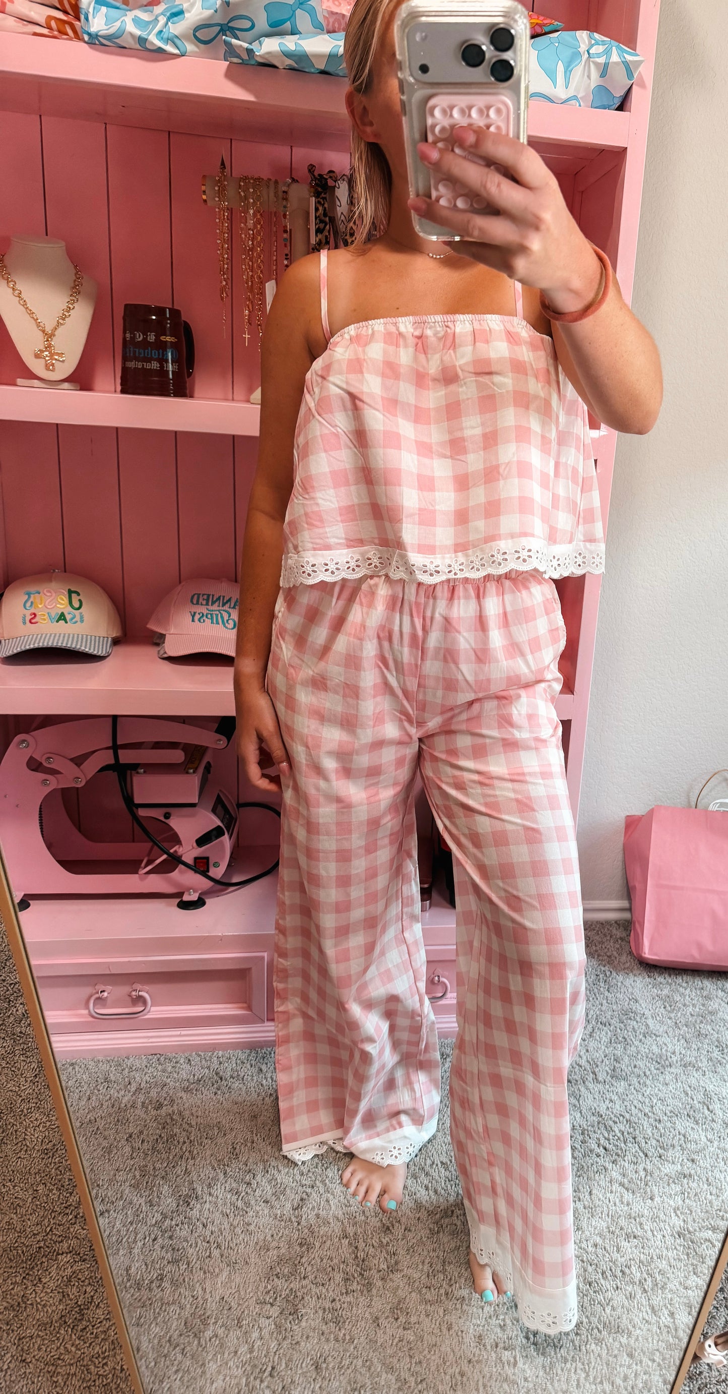 elle gingham set