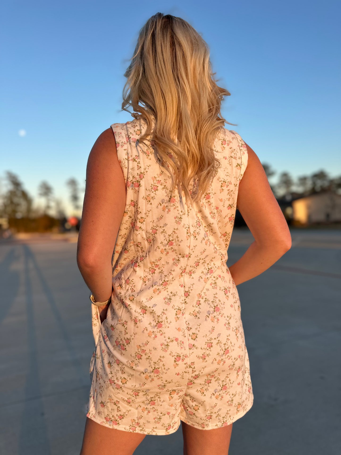 pink floral romper