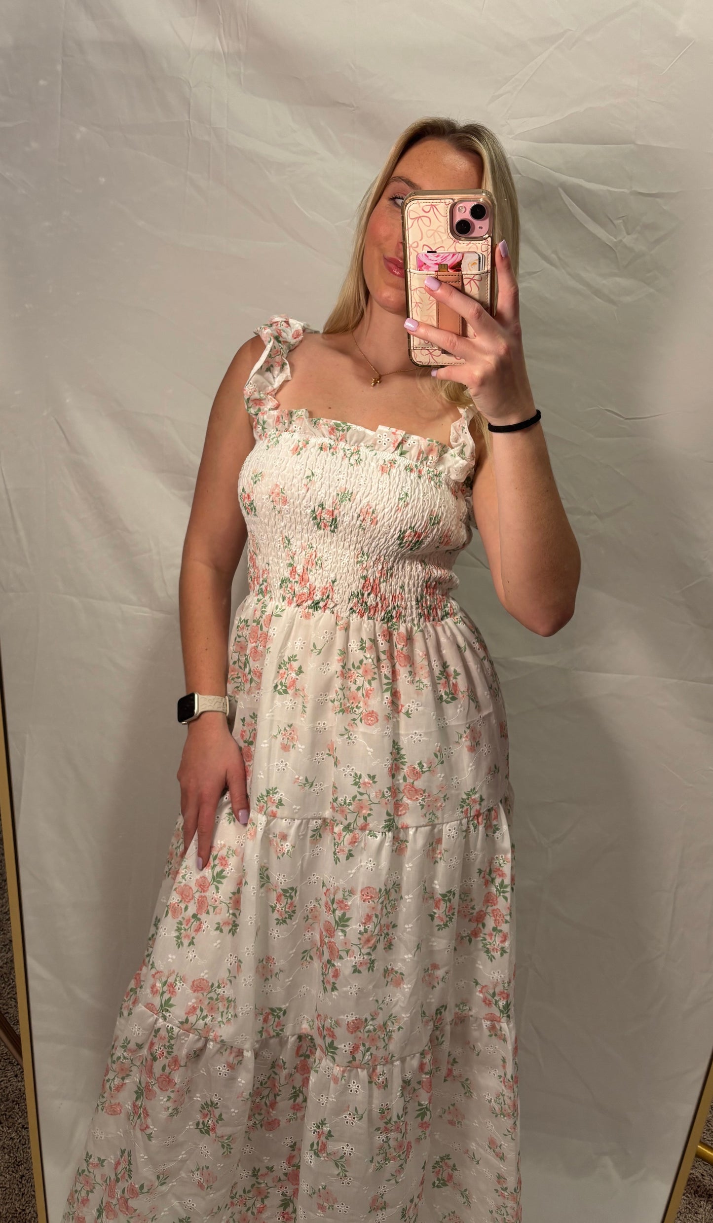 strawberry rose maxi dress