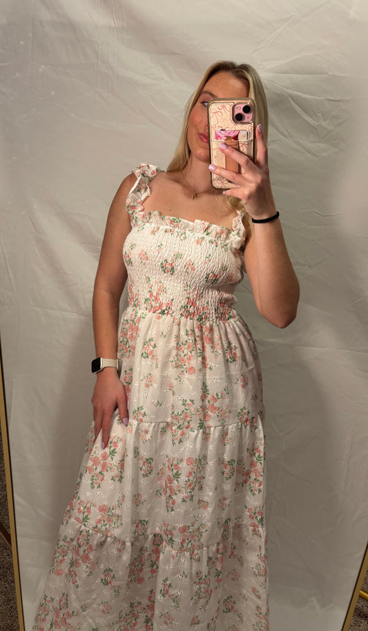 strawberry rose maxi dress