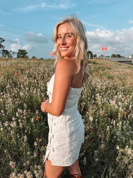 white bow detail dress