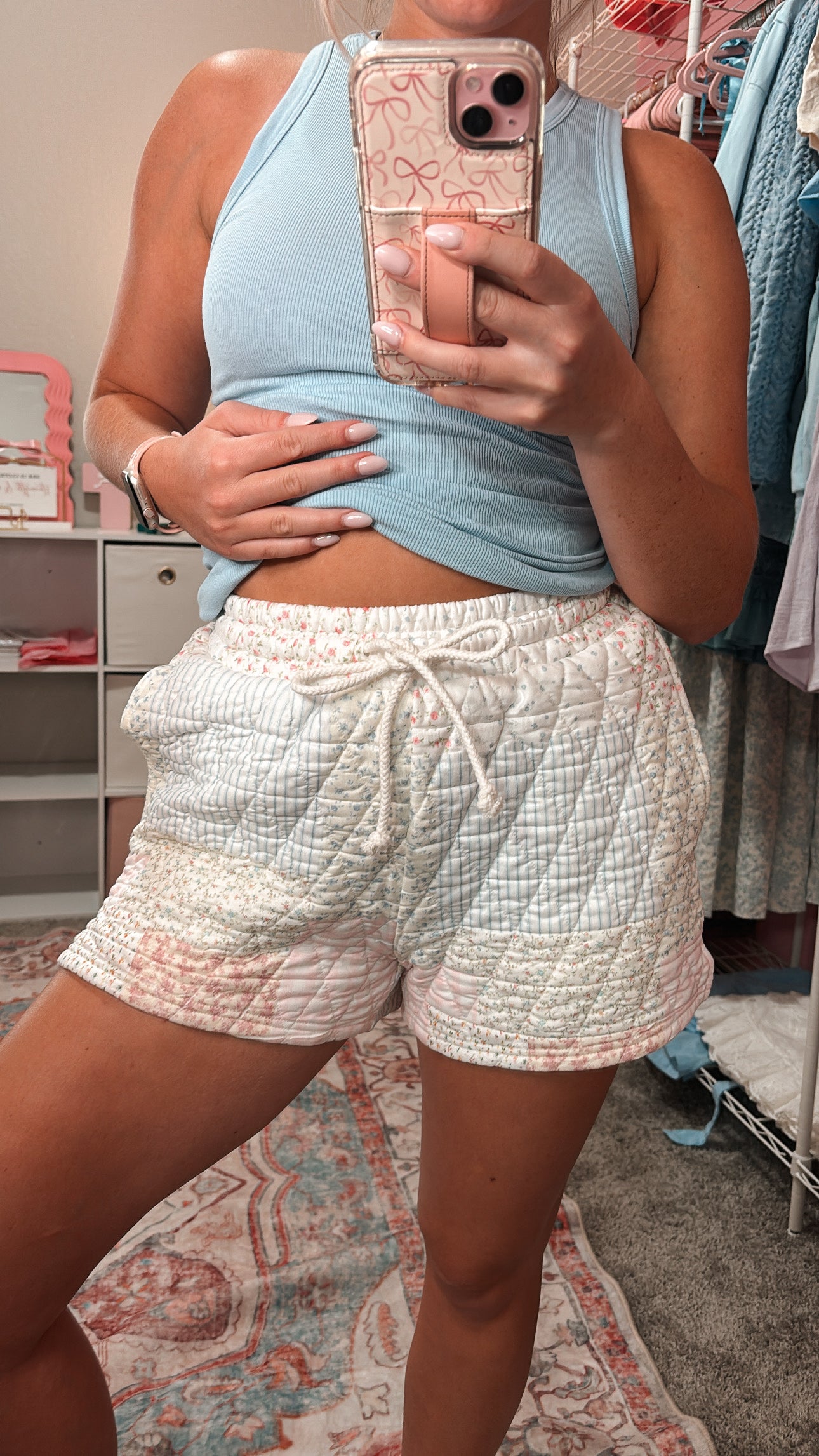 dahlia pastel quilted shorts
