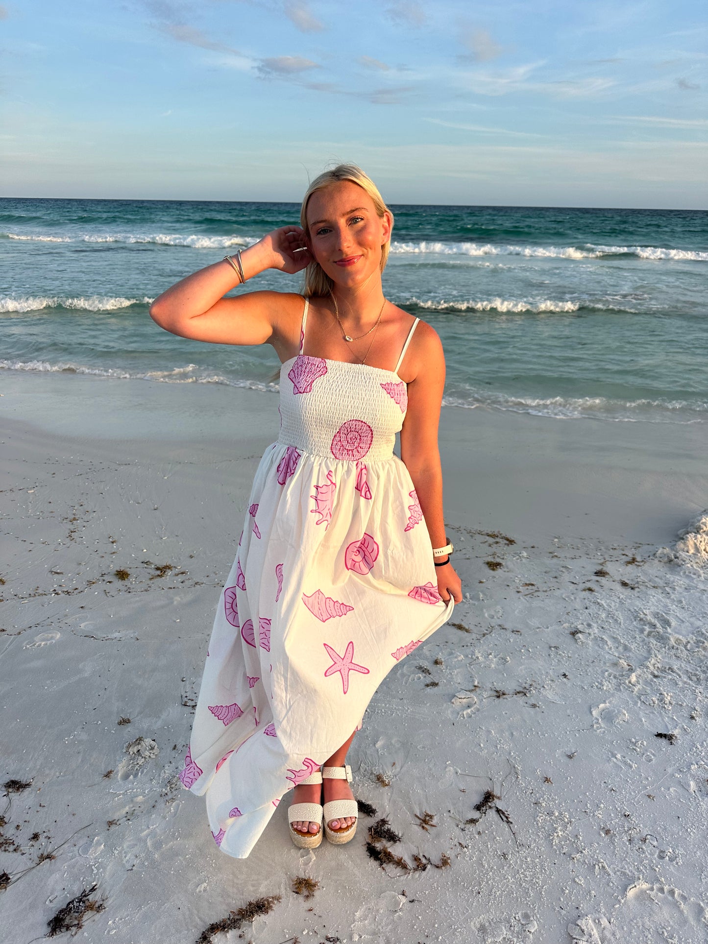 pink seashell dress