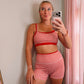 red gingham workout set