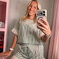 green eyelet striped set